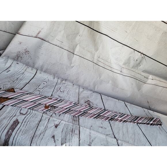 Michael Kors Pink Black Gray White Stripe 100% Silk Skinny Tie - Picture 7 of 9